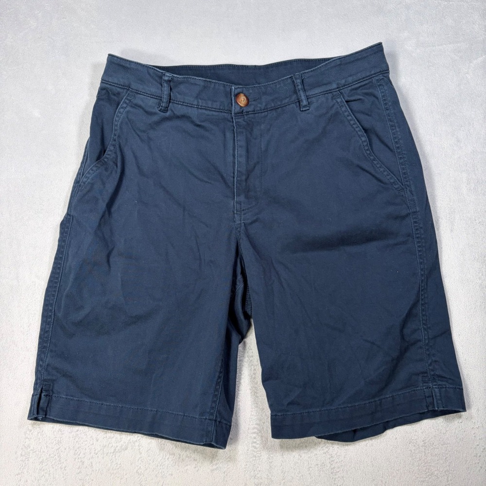LL Bean Womens Navy Blue Chino Shorts Size 8 Reg Cotton Twill Casual Mid Rise